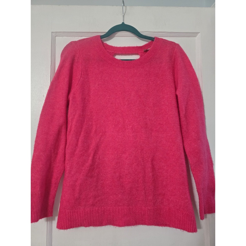 LOFT Crossover Open Back Neon Pink Heather Sweater Size Medium Petite
